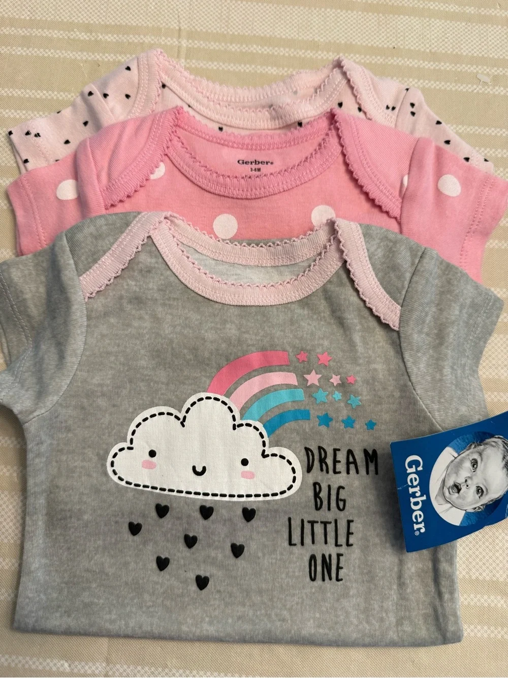 Gerber Girls' Pink Polka Dot Matching Set with Stripe Shorts - Pink